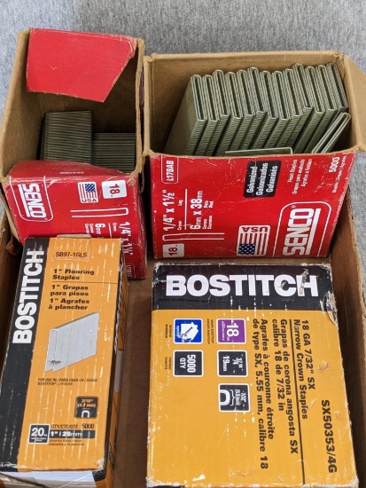 Bostitch and other flooring staples, longest are 1-1/4" long