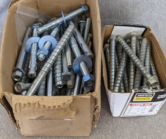 Large concrete anchors by Simpson and others including Titan HD up to 5/8" x 8".