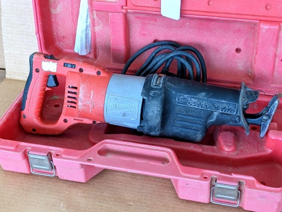 Milwaukee Orbital super sawzall with variable speed, detachable cord, a hard case with a blade