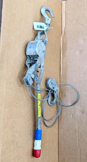 30" long cable come along hoist is rated to 2 tons.