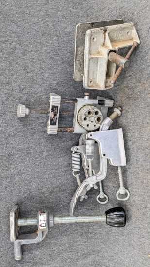 General No. 840 doweling jig, Columbian No.1655 corner vise, quick clamps, more.