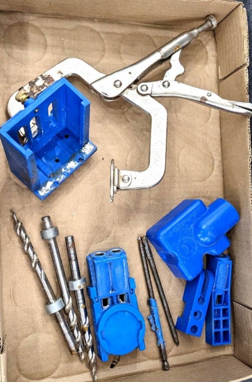 Kreg Jig K3 system, 3 drill bits, and other parts and pieces as pictured.