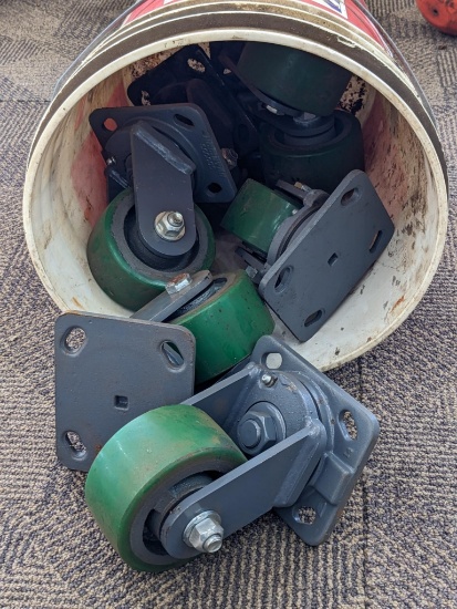 Seven Hamilton heavy duty casters, all appear to be in very good condition and have 2" wide tires.