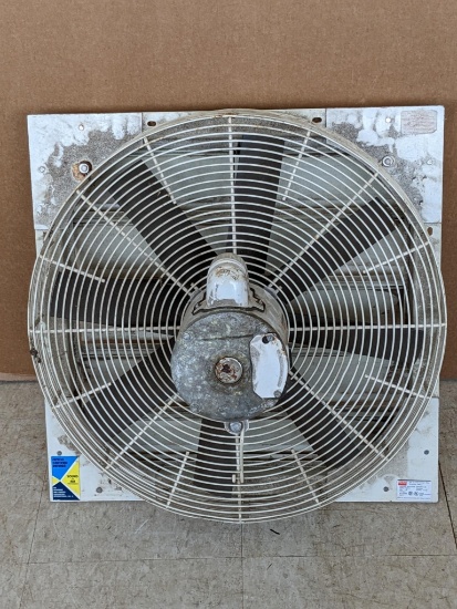 Dayton ventilation fan measures 23"x23" overall, all the louvers appear in good condition and has a
