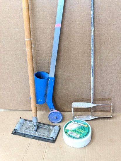 Wallboard Tools drywall pole sander w/ swiveling screen head, ground marker, drywall mud mixer,