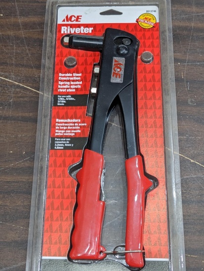 NIP ACE pop riveter with changeable bits and a bit wrench.
