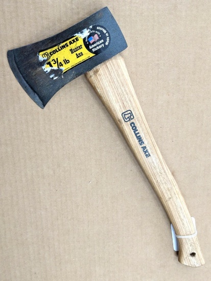 Collins camp hatchet w/ a 3-1/2" edge and a tight 17" handle.