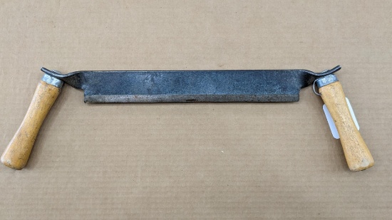 18" wide draw knife w/ 13" blade, appears to be in good condition.