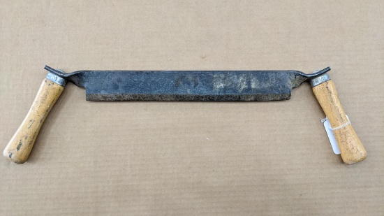 18" wide draw knife w/ 13" blade, appears to be in good condition.
