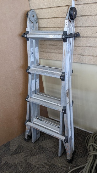Cosco extendable folding aluminum ladder, folds from 7-1/2' to 15' tall.