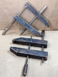 Jorgenson adjustable wooden clamp and another vintage wooden clamp w/ wood threads and body. Great