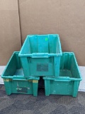 Three heavy duty plastic totes great for carrying your auction winnings. Totes measure approx