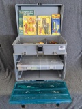 Plano tackle box w/ tons of tackle, Incl. Slurpies soft bait, spoons, Eagle Claw hooks, and more. Is
