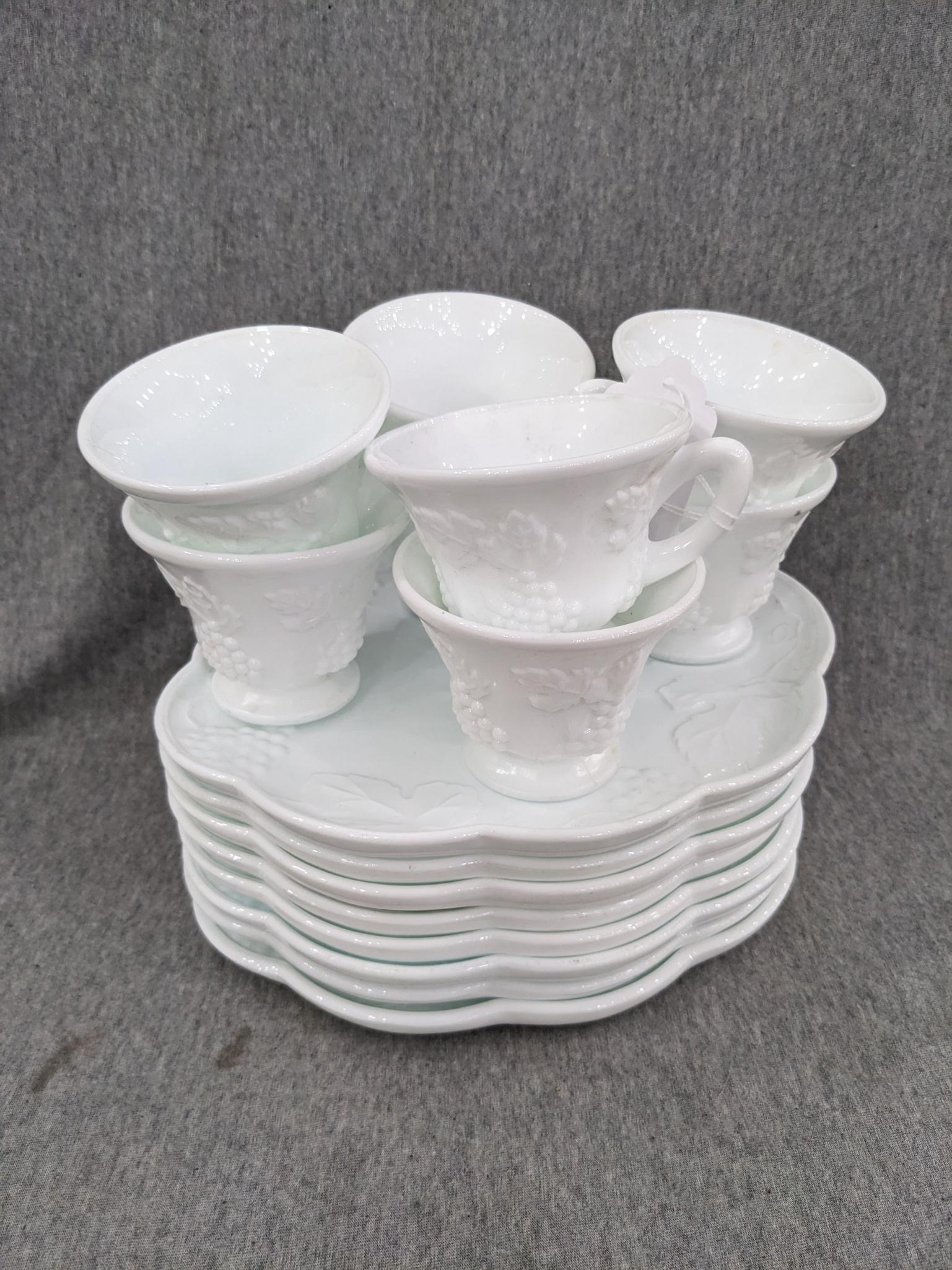 Colony harvest milk glass snack set best sale