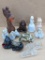 Cute little animal figurines incl a cat letter holder, a Precious Moments bell '1989' more. All