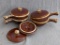 Hull Oven Proof Brown Drip Glaze handled soup bowls with lids. Measures 7-1/2