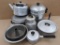 Aluminum tea kettle looks like it would hold about a gallon; Stainer pot, 11