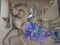 Leather livestock halters and several show ribbons.