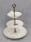 Golden Stardrift pattern tiered cookie tray by Gailstyn and is a 22 KT Gold Decoration made in USA.