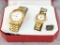 Pair of Men's and Ladies quartz water resistant wrist watches by Acuet Japan. Comes with box. Both