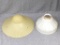 Two vintage glass shades; larger shade measures 11
