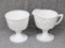 Vintage Colony Harvest Grape milk glass, footed open sugar bow and creamer set; creamer measures