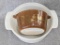Pyrex 1 qrt. casserole dish, 473 and 2 qrt. Fire King casserole dish; 2 qrt. measures 9-3/4