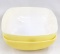 Vintage Pyrex yellow square serving dishes, set of 2; each measures 9