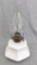 White glass oil lamp has a No. 2 Queen Anne burner and is about 14