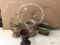 Five vintage funeral or graveside flower baskets, tallest stands 33