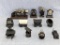 Miniature pencil sharpeners incl cookstove, covered wagons, clock, wishing well; 6