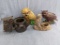 2 owl planters and 7