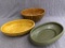 3 Green and gold planters, incl 2 Haeger and 1 other, chip noted on edge of largest, otherwise all