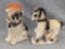 Chalkware horse and dog figurines; stand around 6
