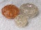 Pink Depression glass flower frog, plus two others 2-1/2