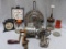 Climax food mill or grinder; nut grinders; hand beater with jar lid; flame spreader, trivets.