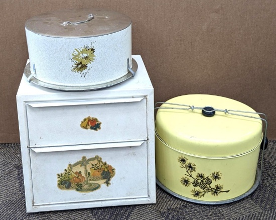 2 vintage cake carriers like your grandma had, one even holds a pie plus a 13" wide bread box with