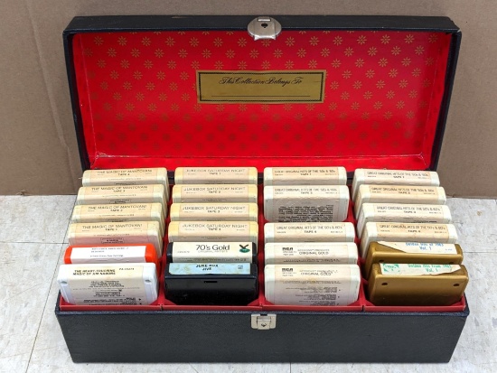 8 track tape box full of 8-track tapes incl. Great Original Hits from the 50s&60s, 70s Gold, Jukebox
