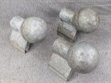 Three decorative galvanized finials each measure approx. 6