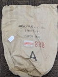 Canvas drawstring bag once belonged to Joseph G. Eibl. One of the markings looks like the Belarus
