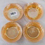Fire King Peach Luster Laurel Leaf berry bowls, set of 4; measures 5 x 1-1/4