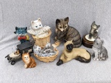 Cute kitten figurines incl bone china, wind-up and more. Tallest is approx 7