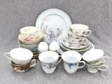 Several dishes of various styles and sets include plates, dishes, bowls, cups, salt and pepper