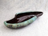 Brown glazed turquoise drip planter is 11
