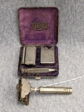 Antique Gem razor comes in a lined case, also extra head, blade case and blades, plus handle. Extra