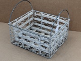 Heavy duty wire and wood basket is about 13