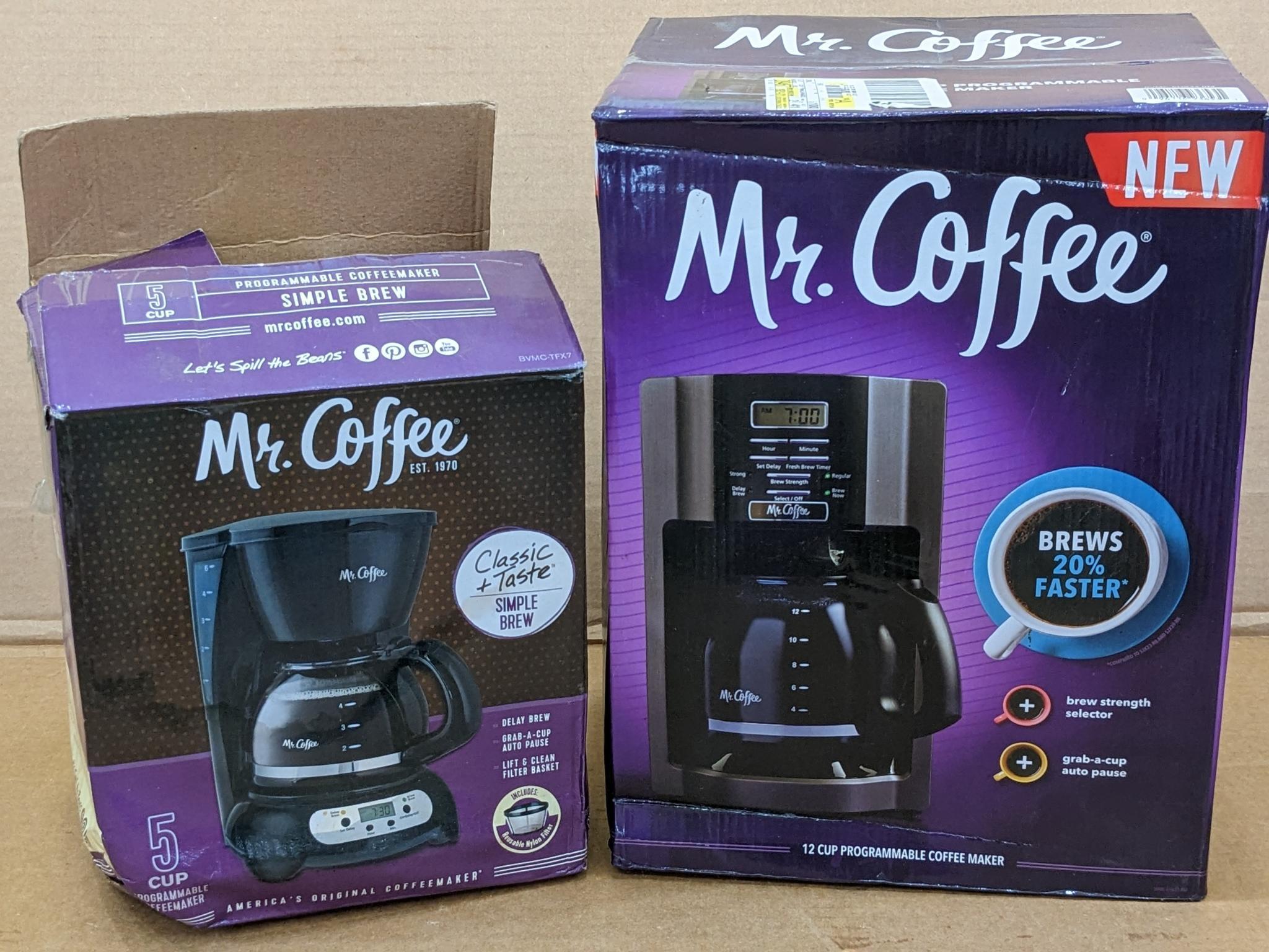An assortment of Mr Coffee coffee makers for the