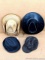 Variety of hats incl leather cowboy, banded natural fiber cowboy hat, size 7 Fedora style, Joe Boxer