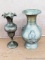 Two bronze vases are hand marked India and China. Stand about 9