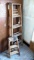 Two step ladders. Medium 4-step wooden ladder, measures 58